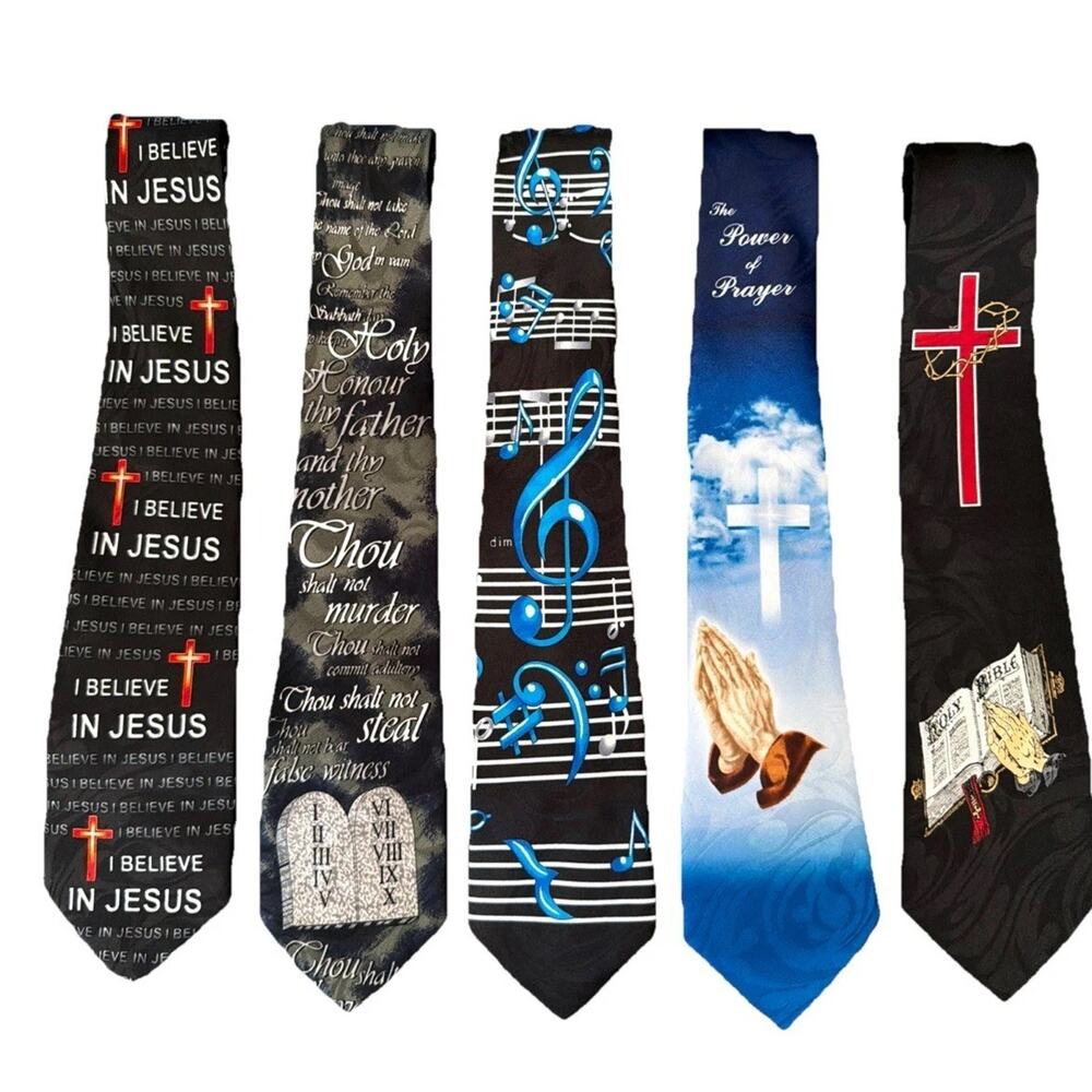 Steven Harris 5 Ties Christian Jesus Necktie Religious Music Church Gift Lot